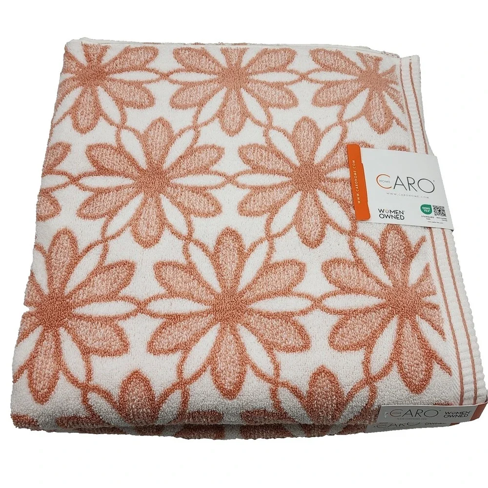 Caro Home Daisy Days Floral Cotton Towel Set 6pc Warm Clay Rose Fall Harvest